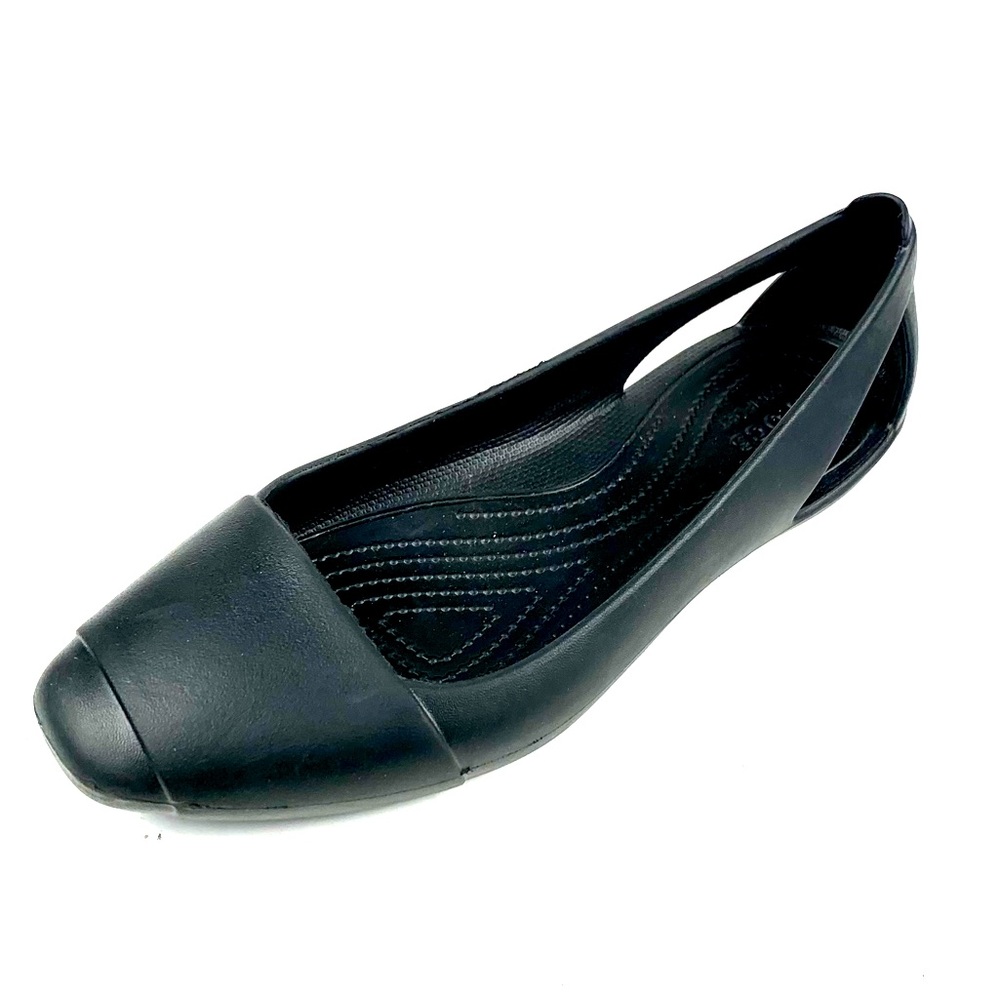 Crocs Womens Open Side Black Rubber Flats Size 9